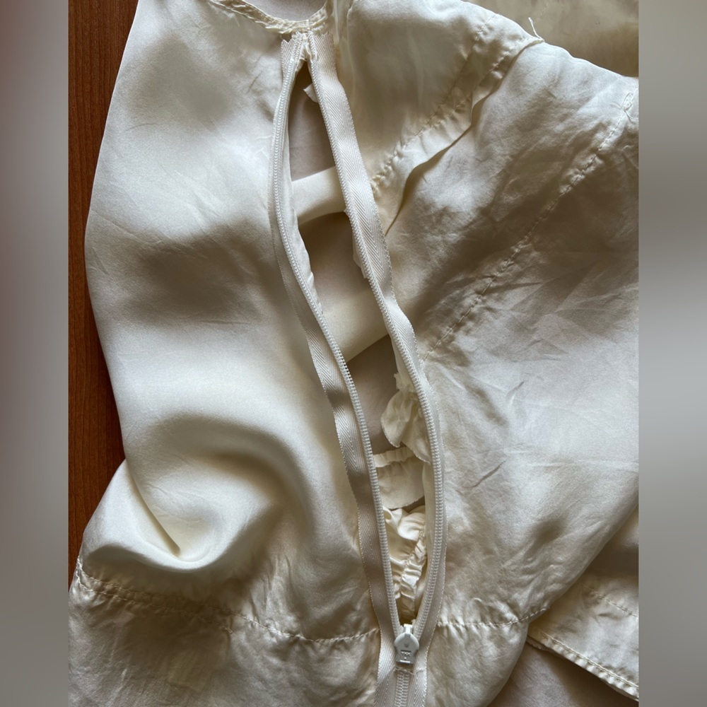 JCrew Silk Ivory Sleeveless Ribbon Blouse Size 0 - Picture 6 of 7